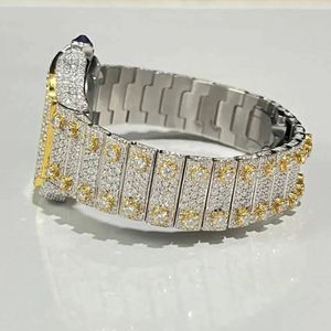 Splendide montre en diamant pour homme, mouvement à quartz analogique ETA, boîtier carré de luxe, chiffres romains, cristal saphir, bracelet en argent moissanite - Product Image 3