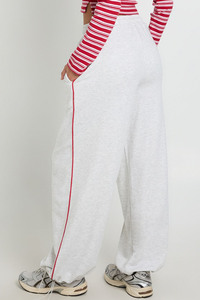 Pantalon de jogging gris cendré pour femme, taille haute, coupe ample, décontracté, avec cordon de serrage, jambe large et droite, vente en gros - Product Image 2