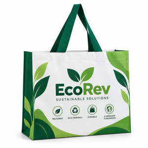 กระเป๋าผ้า Nonwoven แบบมีหูหิ้วยาวลายใบไม้ พร้อมโลโก้สั่งทำ สำหรับธุรกิจและการช้อปปิ้ง - Product Image 6