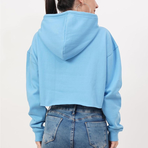 Sudadera corta con capucha de diseño nuevo y logotipo personalizado para mujer, informal, de algodón suave, con estampado, ecológica. - Product Image 3