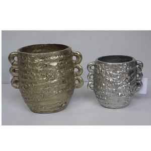 Modern Cast Aluminium Tabletop Vase Black and Silver Finish <b>Metal</b> Crafts for Home Decor - Product Image 3