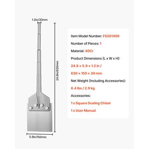 Ciseau à décapage de sol SDS Max 24,8" x 5,9" - Acier allié 40Cr traité thermiquement pour marteaux rotatifs - Product Image 2