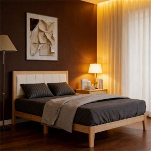 Up-Holstered Bed <b>Frame</b> with Headboard Platform Style Bed - Product Image 1