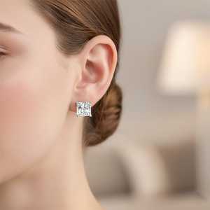 ต่างหูเพชรทรงปรินเซส 1.01 กะรัต เพาะเลี้ยงในห้องปฏิบัติการ ทองคำแท้ 18K ดีไซน์หรูหราสำหรับทุกเพศ เหมาะเป็นของขวัญแทนใจในวันครบรอบ หรืองานเลี้ยง - Product Image 5