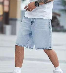 Pantalones Cortos de Mezclilla para Hombre, Estilo Urbano, Personalizados, Casuales, Rectos, Holgados, Desgastados, Lavado Oscuro, 100% Algodón, Secado Rápido, Vintage - Product Image 4