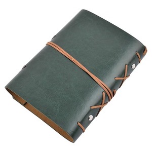 Office School Student PU Cover Drawstring Closure Gift <b>Notepad</b> Dark Green - Product Image 2