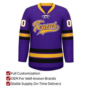 Maillot de hockey sur glace personnalisé de haute qualité avec logo brodé, impression OEM ODM, uniforme d'équipe de hockey sur glace - Product Image 1