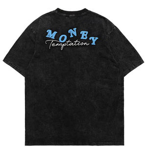 Camiseta Lisa de 270G al por Mayor, Camiseta de Color Sólido Lavado a Granel, Camiseta de Manga Corta Oversize Estampada para Hombre Tallas Grandes - Product Image 2