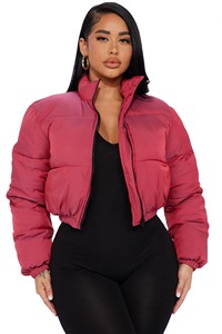 Veste matelassée en toile tricotée respirante grande taille personnalisée pour femme, col large uni, vente en gros pour l'hiver - Product Image 2