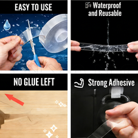 Ruban nano double face transparent, ruban nano réutilisable, ruban nano à forte adhérence