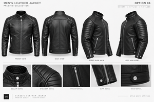 Chaqueta de Motociclista para Hombre, de Cuero Genuino Negro, de Alta Calidad, Transpirable, con Cuello Alto, Cierre de Cremallera, Corte Ajustado, Estilo Biker, para Invierno - Product Image 5
