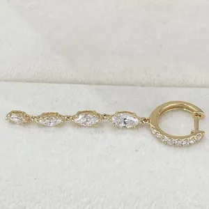 Boucles d'oreilles créoles en or jaune 14 carats avec diamants de laboratoire ronds et marquise de 2 carats, pureté E-F VS1 - Product Image 1