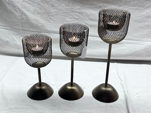 Iron Mesh <b>Candle</b> <b>Stick</b> Holder Heat Resistant Home Decoration Black Finish - Product Image 3