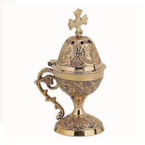 Brûleur d'encens en laiton gravé élégant de haute qualité porte-encens en métal moderne et brûleur porte-parfum de maison de luxe - Product Image 1