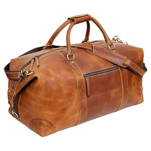 Sac de voyage vintage en cuir véritable avec fermeture éclair, imperméable, grande capacité 36-55L, bagage de voyage unisexe, souple, portable et pliable - Product Image 4