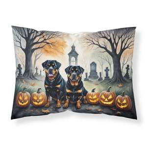 Taie d'oreiller standard d'halloween super douce et légère Rottweiler Spooky oeuvre décorative facile d'entretien Super confortable pour dormir - Product Image 1