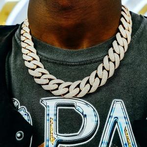 สร้อยคอฮิปฮอปแบบหนาประดับเพชรโมอิสซาไนต์ ชุบทอง เงินแท้ 925  แบบ Cuban Link  รับรองโดย GRA ขายส่ง - Product Image 4