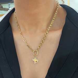 Colgante delicado de oro macizo de 14K y 18K con diamante de laboratorio de corte redondo engastado en pavé, diseño Texas, para uso diario, apilable, con cierre - Product Image 6