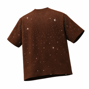 New <b>Design</b> Brown Custom Print Men's Oversized Fit Cotton Short Sleeve T-Shirt Rhinestone <b>Design</b> Streetwear Casual Summer tee - Product Image 3