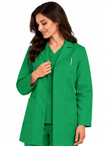 เสื้อกาวน์แพทย์สีขาว แขนยาว สำหรับบุรุษและสตรี ผ้าฝ้ายผสม ระบายอากาศได้ดี ชุดยูนิฟอร์มทางการแพทย์ โรงพยาบาล วิทยาศาสตร์การแพทย์ - Product Image 4