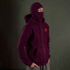 Cotton Balaclava Hoodie Men's Zip Regular Fit Type Full Mask Pullover 100% Cotton Fleece Men's Balaclava Hoodie For Online Sale - Product Image 5