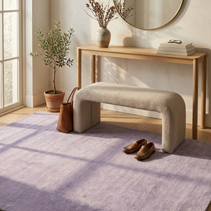 Elegant Lavender Wool Handtufted <b>Rug</b> Geometric Pattern Anti-Slip <b>Thick</b> Pile Carpet for Living Room Bedroom Dining Room Modern - Product Image 6