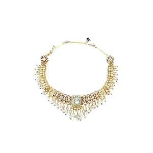 Vishi Gold Plated Polki Pearl Bridal Choker Set for Wedding - Product Image 3
