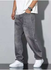 Jeans Grises de Cintura Alta para Hombre, Corte Recto y Ajustado, Diseño Simple, Transpirables, de Alta Calidad para Uso Diario en Todas las Temporadas - Product Image 5