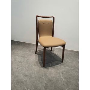 Chaise de salle à manger en bois de noyer massif de luxe, assise rembourrée en cuir pleine fleur pour salle à manger, cuisine, restaurant PISANO - Product Image 3