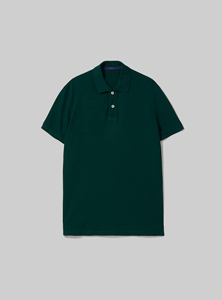 Polo en coton piqué vert uni à manches courtes pour homme, respirant, décontracté, coupe classique - Product Image 3
