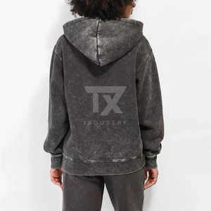 Custom Logo Front Knitted Women Acid Wash Hoodie Streetwear Wholesale <b>Cheap</b> Price Heavyweight - Product Image 2