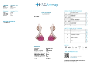 Boucles d'oreilles clous en rubis de Birmanie naturel de 5 mm en or rose massif 14 carats avec diamants, à fermoir poussoir – Vente en gros pour distributeurs - Product Image 6