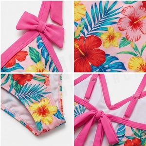 Ensemble tankini 2 pièces à imprimé floral avec détail nœud et jupe portefeuille pour femme - Product Image 4