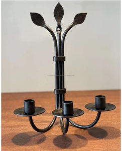 Hand Forged Wrought Iron Wall Sconce Small Metal <b>Candle</b> <b>Holder</b> with 3-<b>Candle</b> Capacity for Christmas Decorations - Product Image 1