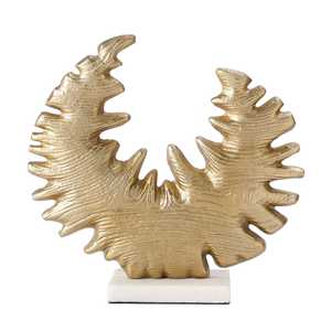 Gold Plated Aluminium Foliage Sculpture 30.5cm Modern Artistic Handmade Eco-Friendly Tabletop Decor for Home Office - Product Image 4