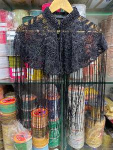 Kushang Textile <b>Women's</b> Ethnic Handmade Geometric/Floral Beaded Regular <b>Scarf</b> Fringes Breathable Fabric Gujarat Wedding - Product Image 3