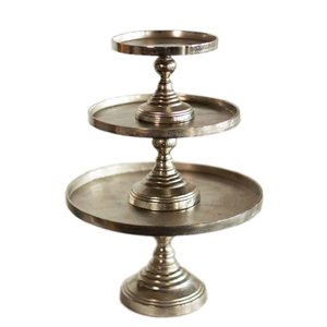 Cake Stand Decorative Round Shaped Metal Aluminium Luxury Tabletop <b>Cupcake</b> Serving Stand with Handle - Product Image 5