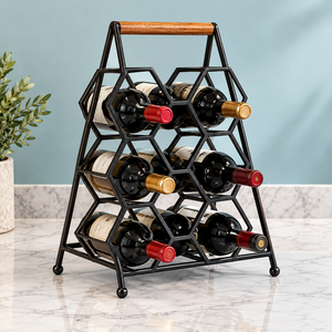 Estante Vertical para Botellas de Vino con Capacidad para 5 Botellas, con Soportes Circulares Individuales para Barra de Bar, Bodega, Cocina y Restaurante - Product Image 2