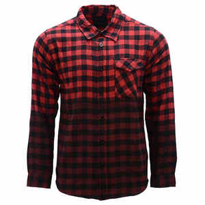 Men's Red Black Plaid Long Sleeve Casual <b>Shirt</b> Full Button Down <b>Collar</b> Flannel Woven Fabric Autumn Style - Product Image 6