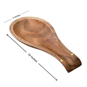 ZAMZAM IMPEX-Soporte de cuchara de madera de Acacia hecho a mano con incrustación de latón o espátula rústica para Cocina - Product Image 6