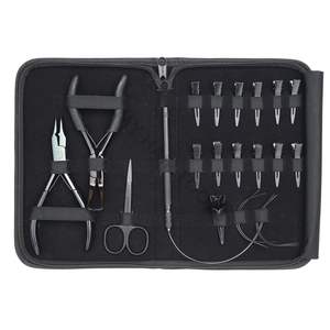 Kit de herramientas comerciales para extensiones de cabello negro con alicate de crimpado de microanillos, alicate seguro para quitar cuentas y tijeras de seccionamiento de cabello - Product Image 1