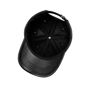 Luxury Shiny <b>Black</b> Leather Baseball <b>Cap</b> <b>Men</b> Women Adjustable Strap 6 Panel Fashion Hat Custom Logo Wholesale. - Product Image 3