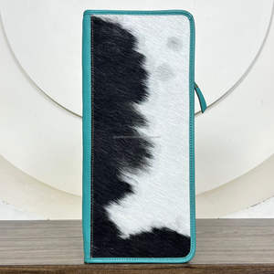 2026 New Arrival High Quality Cowhide Leather Jewelry Organizer Luxury Turquoise Leather Long Western Zipper Closure <b>Travel</b> <b>Case</b> - Product Image 4