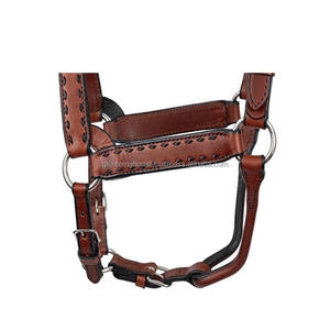 Suministro al por mayor de calidad premium: Cabestro de cuero genuino para carreras de caballos con acolchado suave y herrajes de latón. - Product Image 3