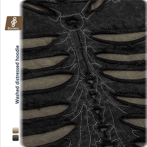Sweat-shirt à capuche Bomery pour homme, coupe oversize, effet délavé, motif tête de mort, style hip-hop, impression 3D en relief, épais, pour l'automne, pour couples - Product Image 4
