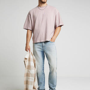 Fabricant OEM, vente en gros de t-shirts pour hommes en coton 100% tricoté, taille plus, col en V, coupe classique, impression de logo personnalisée, bordure contrastée - Product Image 5