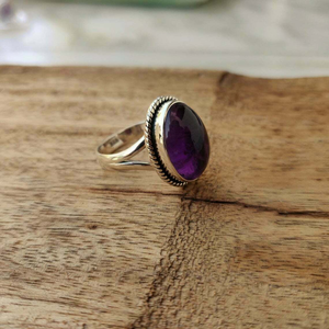 Bague en argent sterling 925 pour femme, style bohème, avec pierre précieuse naturelle améthyste violette taille ovale – Cadeau idéal pour mariage, anniversaire - Product Image 5