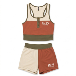 Conjunto de Leggings y Camiseta sin Mangas para Mujer, Personalizado por MALUZA INDUSTRIES, al por Mayor, Transpirable, Antibacterial, de Secado Rápido, Ropa Deportiva Formal de Dos Piezas - Product Image 1