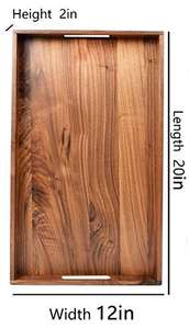 Customized Shape Real Acacia Wooden Serving <b>Tray</b> Handmade Engraved Eco-Friendly <b>Large</b> Size Restaurant Commercial Use - Product Image 3