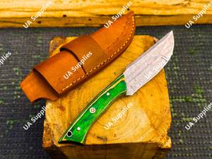 Cuchillo de Hoja Fija de Acero de Damasco Forjado a Mano de Alta Calidad con Funda de Cuero, Cuchillos de Caza Personalizables para Exteriores OEM ODM - Product Image 2